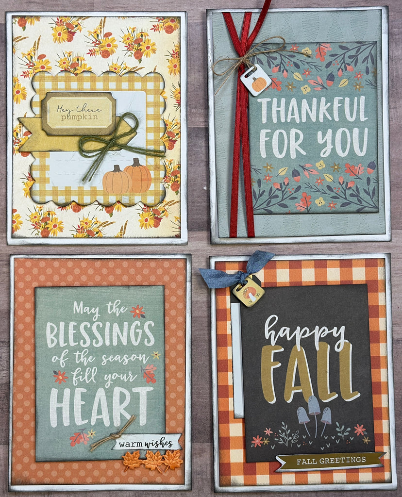 Hey There Pumpkin, Fall Themed DIY Card Kit, 4 pack DIY Card Kit Fall Card Craft DIY
