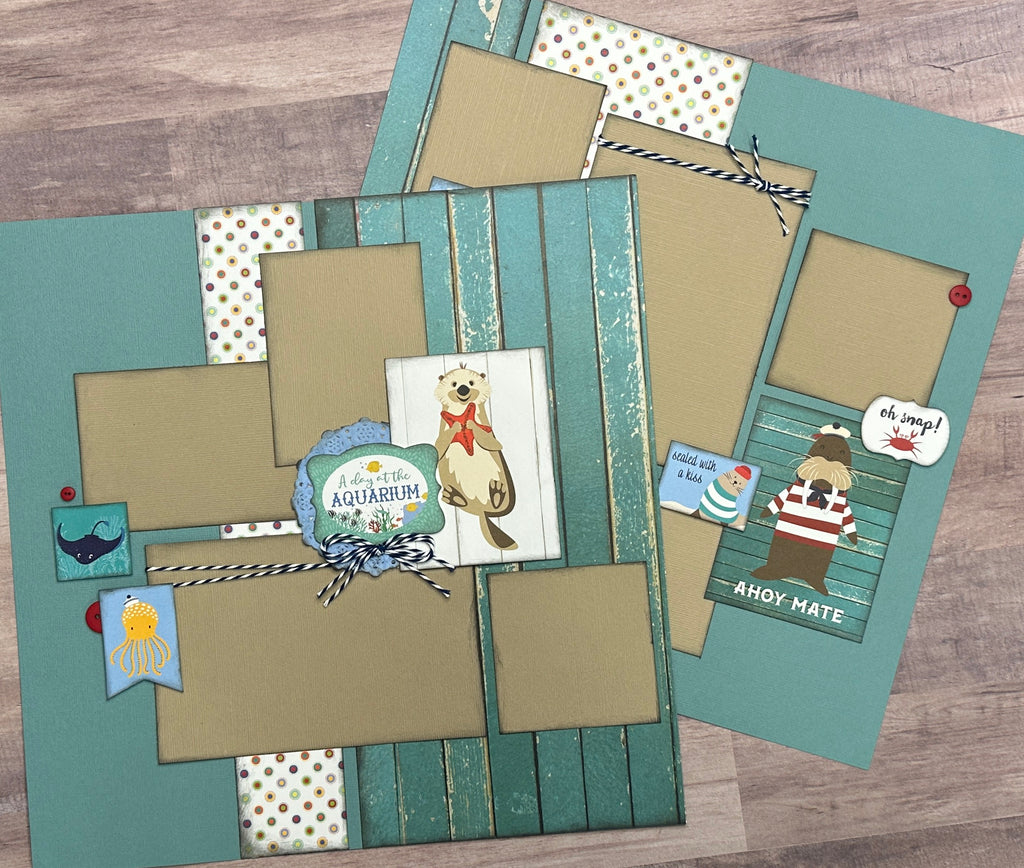A Day At The Aquarium, Travel Themed 2 page scrapbooking layout Kit, Aquarium scrapbook kit (Copy)