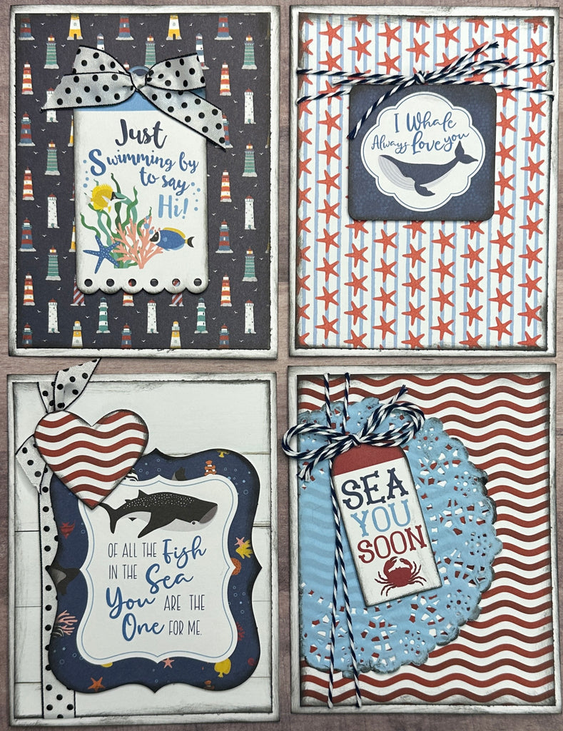 Sea You Soon, Ocean Themed General Card Making Set, 4 pack DIY, Card Craft DIY, encouragement