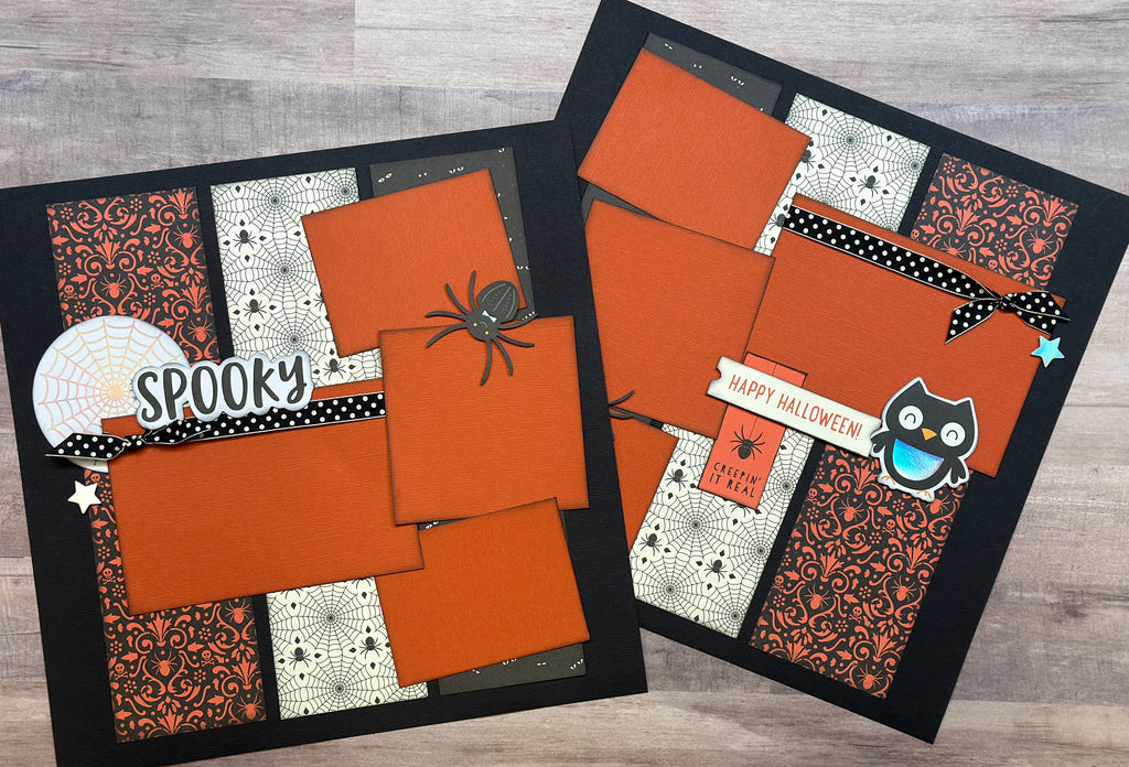 Spooky - Creepin' It Real, Halloween Themed 2 Page DIY Scrapbooking Layout Kit, Halloween Craft Kit,