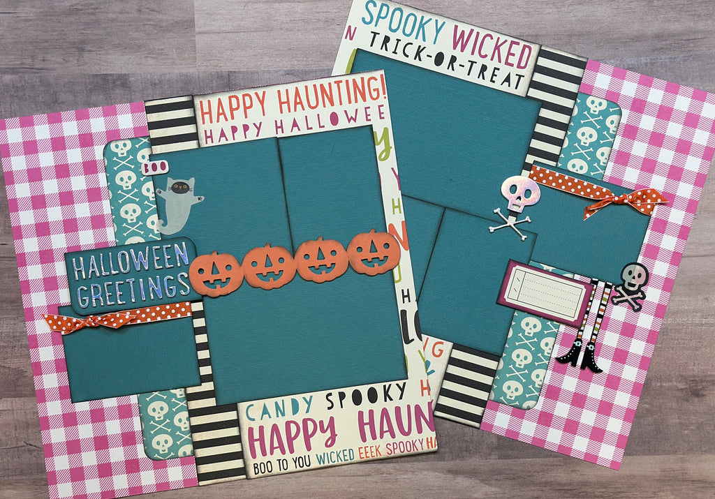 Halloween Greetings,  Halloween Themed 2 Page DIY Scrapbooking Layout Kit, Halloween Craft Kit,