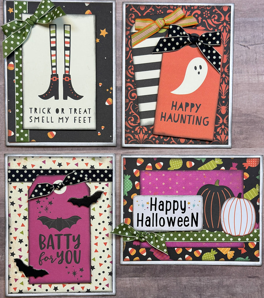 Trick Or Treat Smell My Feet, Halloween Themed DIY Card Kit, 4 pack DIY Card Kit, Halloween Card Craft DIY