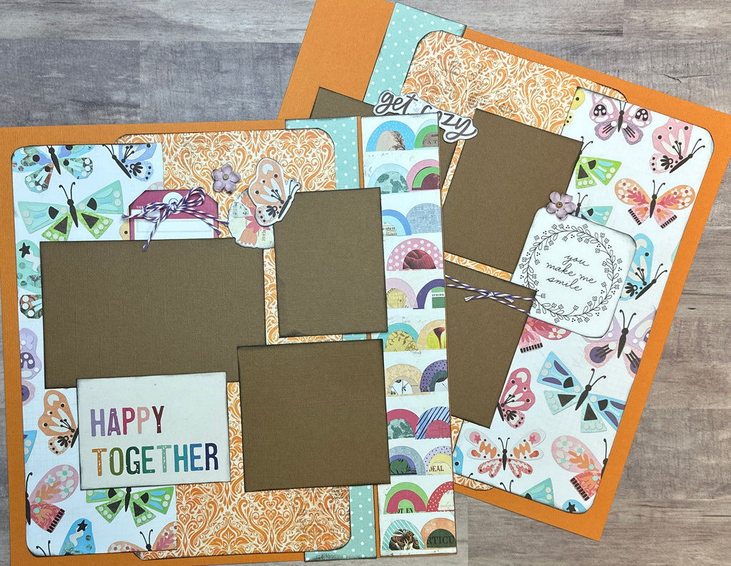 PRE-ASSEMBLED VERSION -Happy Together - Get  Cozy, General themed 2 page scrapbooking layout, general craft