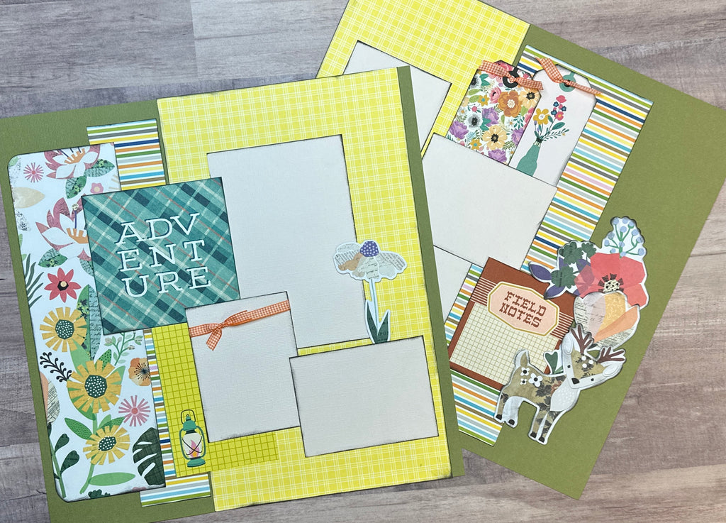 Adventure - Field Notes, General Themed 2 Page general Scrapbooking Layout Kit DIY, family craft kit