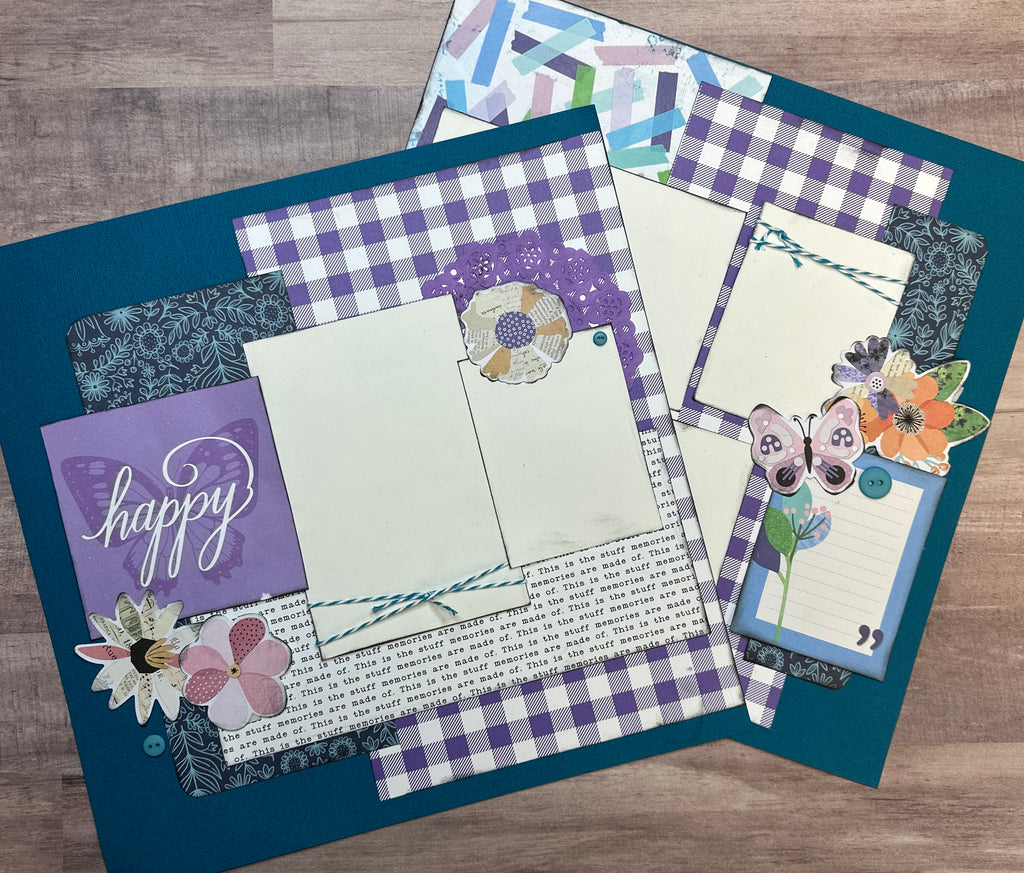 PRE-ASSEMBLED VERSION -Happy - This is the Stuff Memories Are Made Of, General themed 2 page scrapbooking layout, general craft
