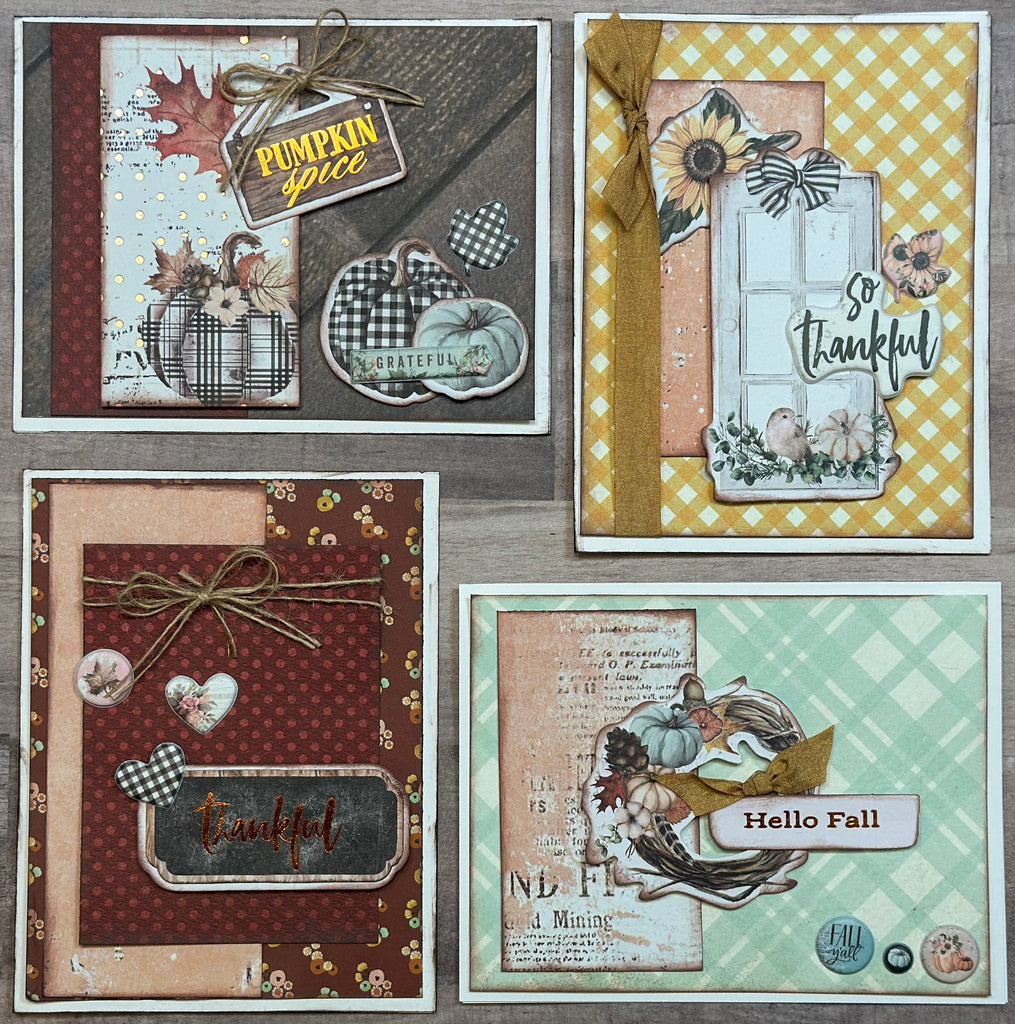 Pumpkin Spice - Grateful, Fall Themed DIY Card Kit, 4 pack DIY Card Kit Fall Card Craft DIY