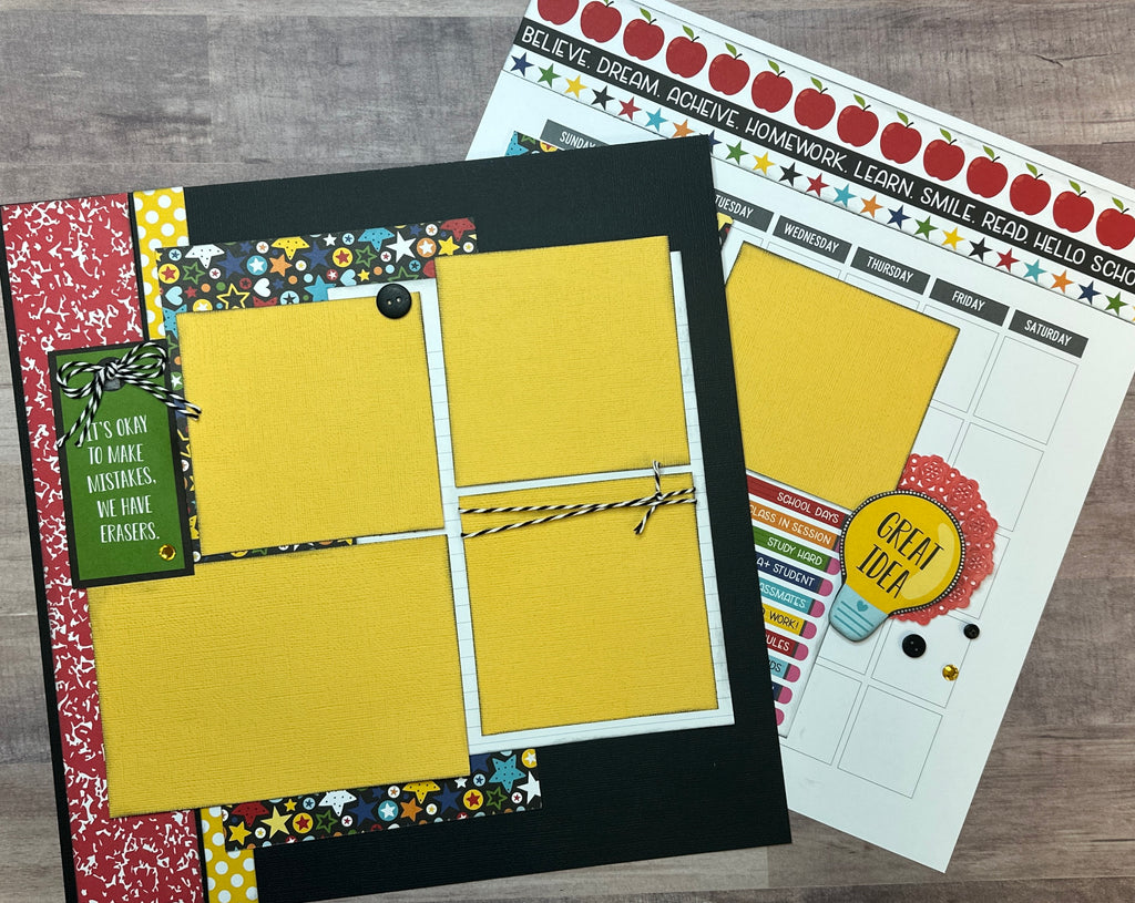 Hello September, Calendar  themed 2 Page Scrapbooking Layout Kit, Scrapbooking Pages calendar diy craft kit