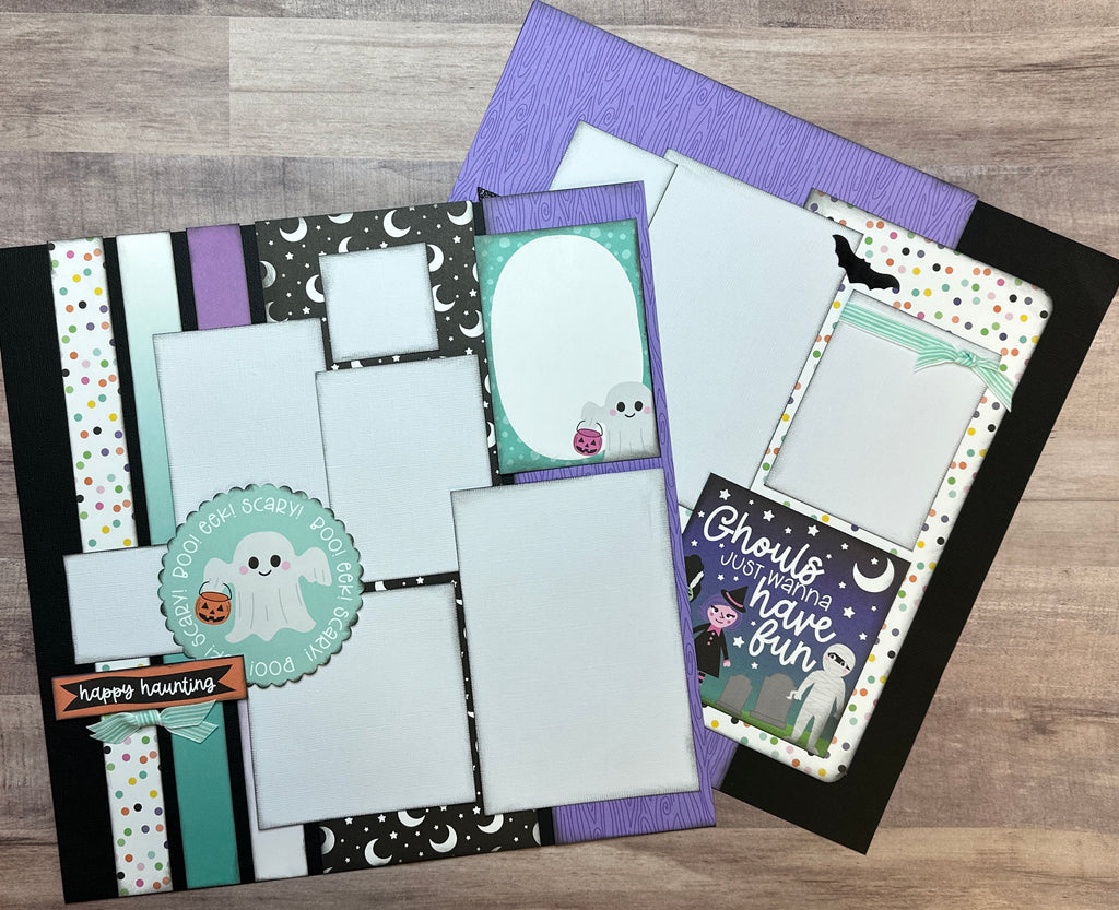 Ghouls Just Wanna Have Fun, Halloween Themed 2 Page Scrapbooking Layout Kit, fall diy craft kit