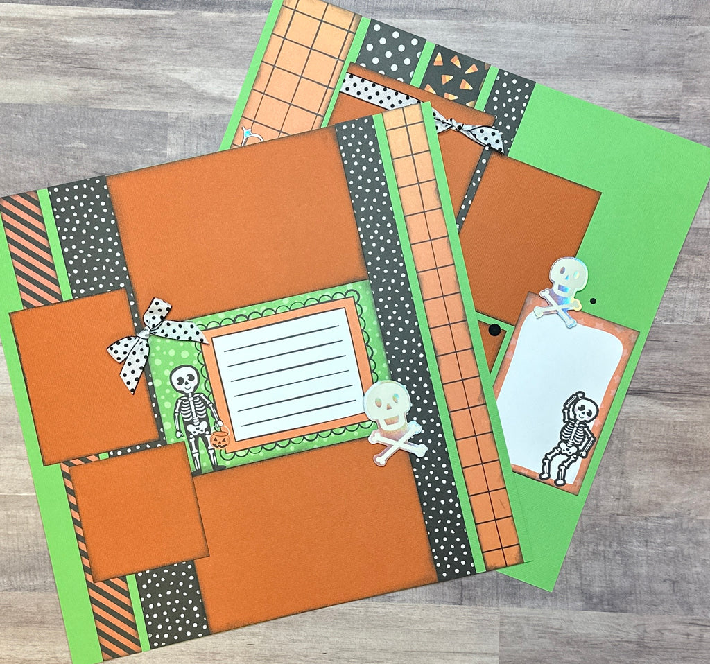 PRE-ASSEMBLED VERSION - RIP Trick Or Treat,  Halloween themed 2 page scrapbooking layout, Halloween craft