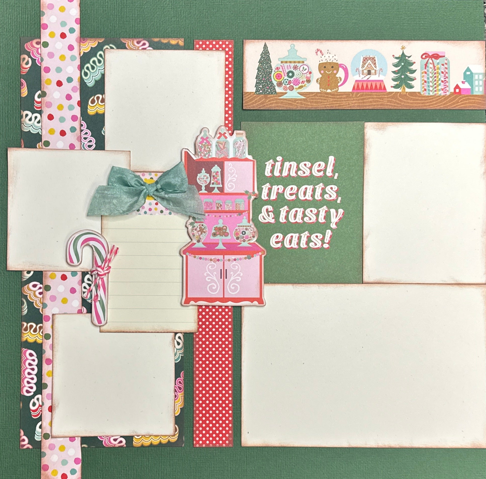 Tinsel Treats And Tasty Eats, Christmas Themed 2 Page Scrapbooking Lay ...