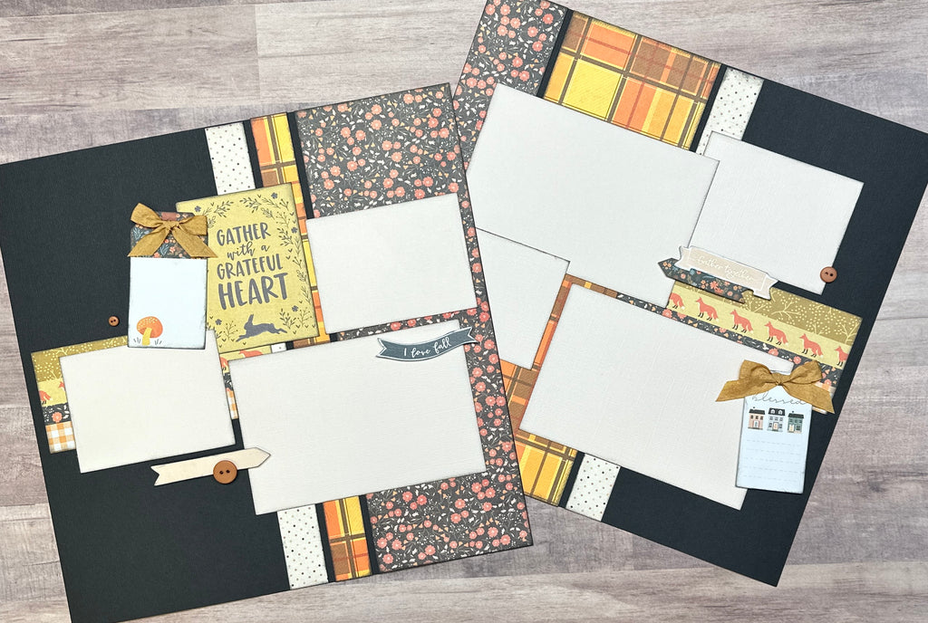 Gather With A Grateful Heart, Fall Themed 2 Page Scrapbooking Layout Kit, fall diy craft kit, American Crafts Farmstead Harvest