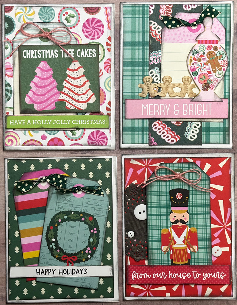 Have A Holly Jolly Christmas, Christmas themed Card Kit- 4 pack DIY Holiday Card Making Kit, Diy Christmas craft, Simple Stories Hard Candy Christmas