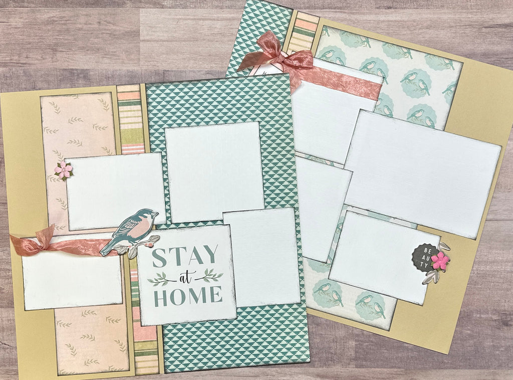 Stay At Home, Family Themed 2 page DIY Scrapbooking Layout Kit Page Kit, DIY Family Craft