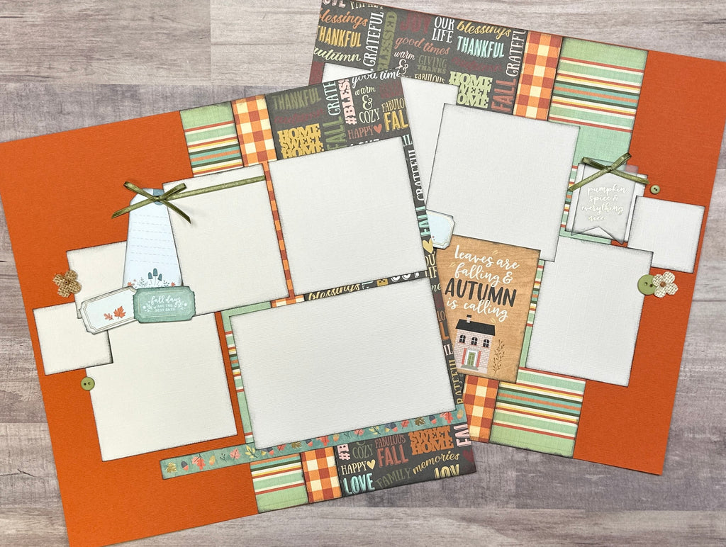 Leaves Are Falling And Autumn Is Calling, Fall Themed 2 Page Scrapbooking Layout Kit, fall diy craft kit, American Crafts Farmstead Harvest