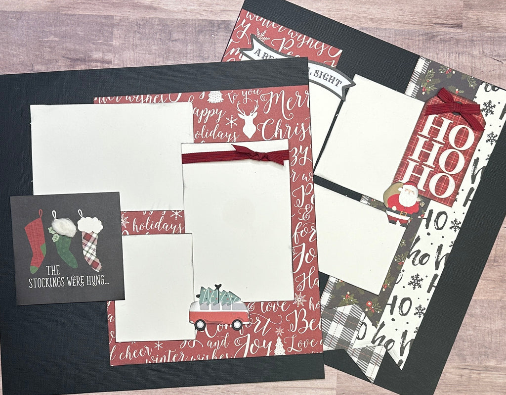 The Stockings Were Hung,  Christmas Themed  2 Page Scrapbooking Layout Kit, Christmas diy craft kit