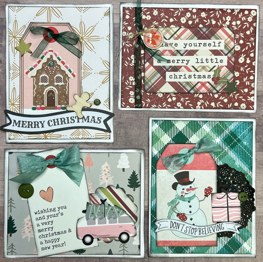 Have Yourself A Merry Little Christmas, Christmas themed Card Kit- 4 pack DIY Holiday Card Making Kit, Diy Christmas craft