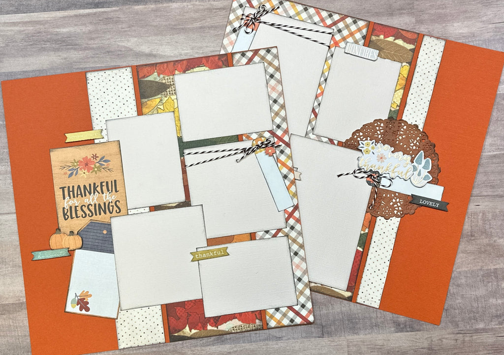 Thankful For All The Blessings, Fall Themed 2 Page Scrapbooking Layout Kit, fall diy craft kit, American Crafts Farmstead Harvest
