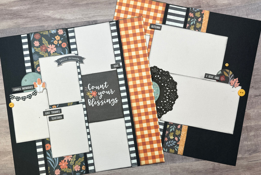 Count Your Blessings, Fall Themed 2 Page Scrapbooking Layout Kit, fall diy craft kit, American Crafts Farmstead Harvest
