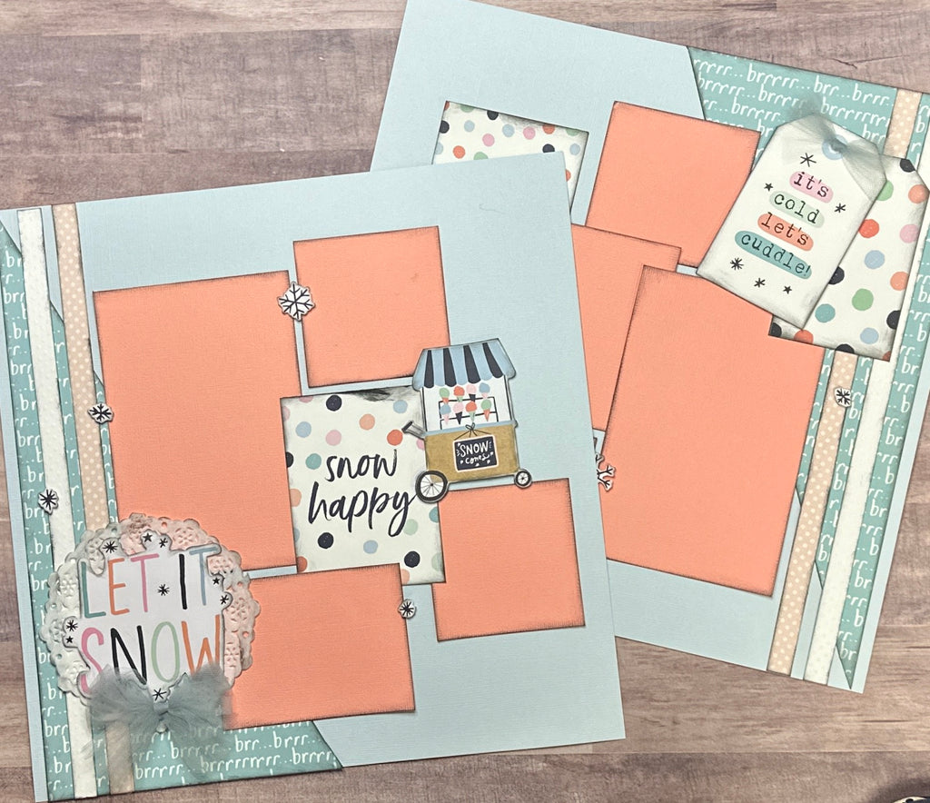 Let It Snow - It's Cold Let's Cuddle, WinterThemed  2 Page Scrapbooking Layout Kit, winter diy craft kit, Simple Stories Winter Wonder