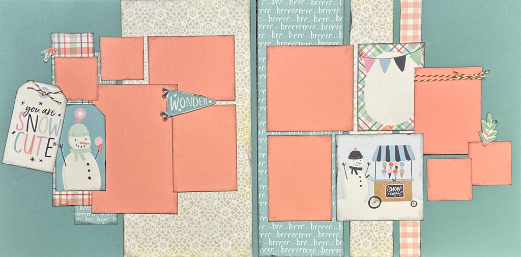 You Are Snow Cute, WinterThemed  2 Page Scrapbooking Layout Kit, winter diy craft kit, Simple Stories Winter Wonder