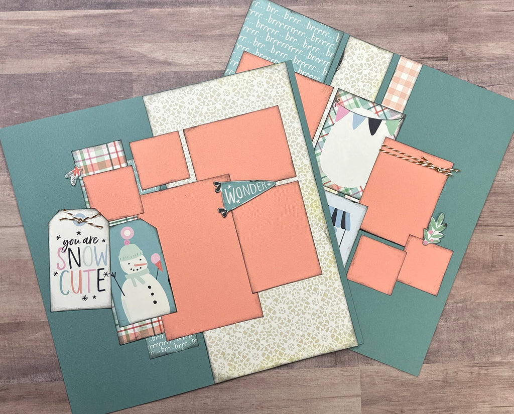 You Are Snow Cute, WinterThemed  2 Page Scrapbooking Layout Kit, winter diy craft kit, Simple Stories Winter Wonder