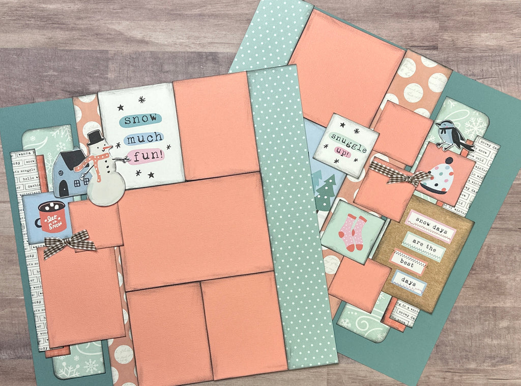 Snow Much Fun - Snuggle Up!, WinterThemed  2 Page Scrapbooking Layout Kit, winter diy craft kit, Simple Stories Winter Wonder