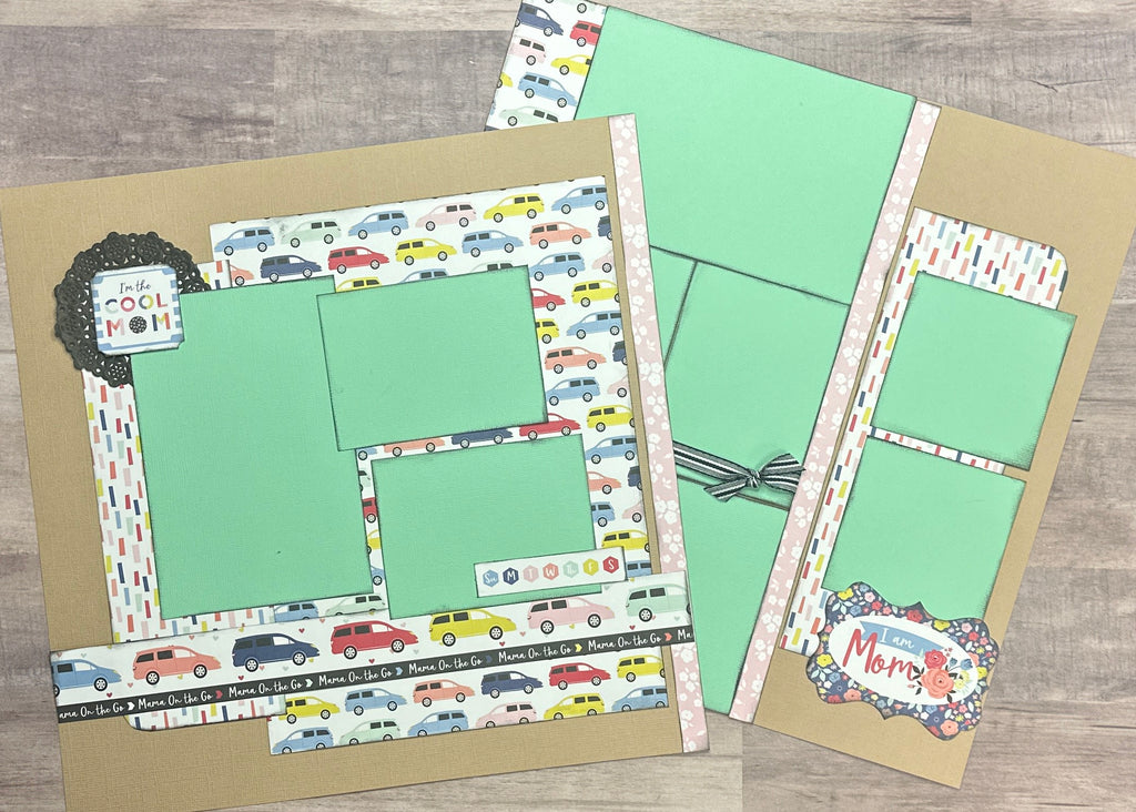 I'm The Cool Mom- Mom Taxi,  Family Themed 2 Page Scrapbooking Layout Kit, diy craft kit