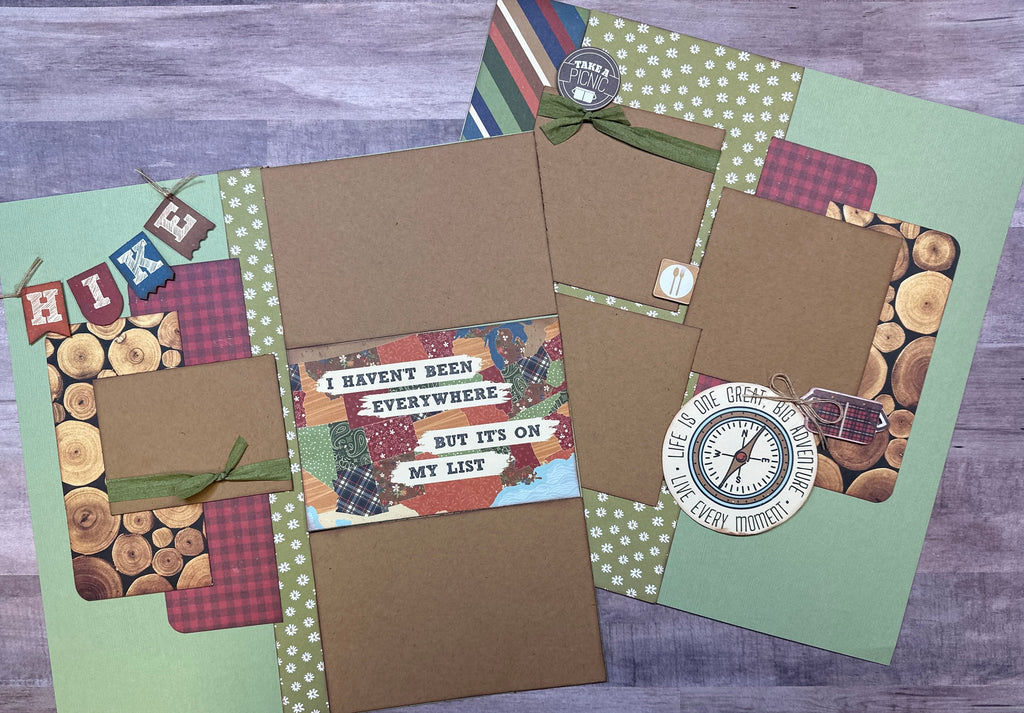 I Haven't Been Everywhere But It's On My List,Outdoor Themed 2 page DIY Scrapbooking Layout Kit Page Kit, DIY Family Craft