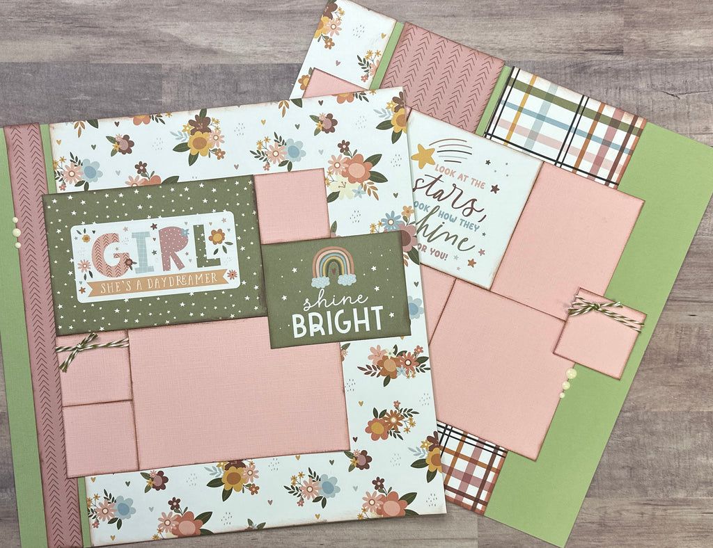 Girl - She Is A Daydreamer, Girl/ Family Themed 2 Page Scrapbooking Layout Kit, Echo Park Dream Big diy craft kit