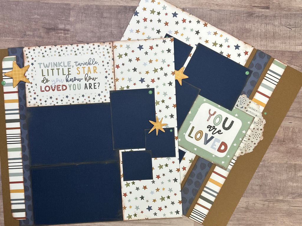 Twinkle Twinkle Little Star - Boy, Boy / Family Themed 2 Page Scrapbooking Layout Kit, Echo Park Dream Big diy craft kit