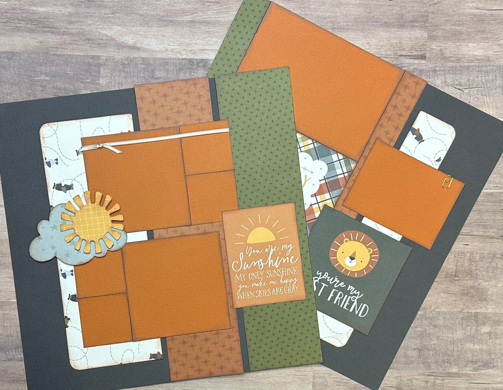 You Are My Sunshine My Only Sunshine, Boy / Family Themed 2 Page Scrapbooking Layout Kit, Echo Park Dream Big diy craft kit