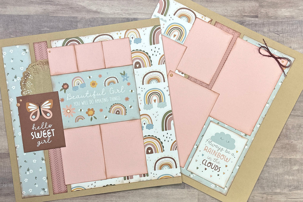 Beautiful Girl - You Will Do Amazing Things, Girl/ Family Themed 2 Page Scrapbooking Layout Kit, Echo Park Dream Big diy craft kit