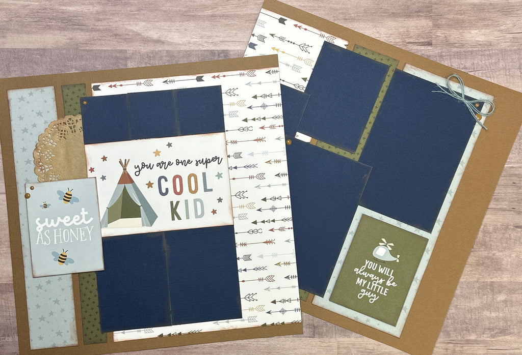 You Are One Super Cool Dude,  Boy / Family Themed 2 Page Scrapbooking Layout Kit, Echo Park Dream Big diy craft kit