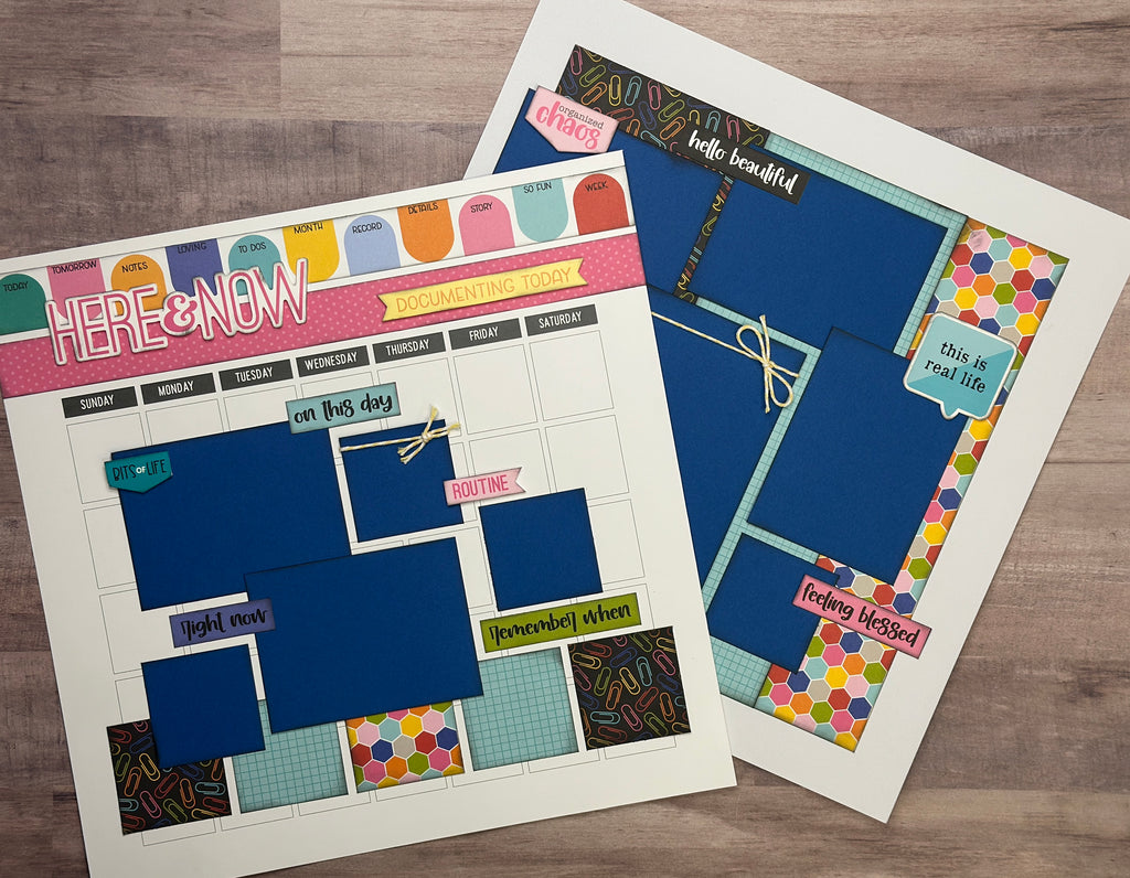 Here And Now, Family Themed 2 Page Scrapbooking Layout Kit, Bella Blvd Documented