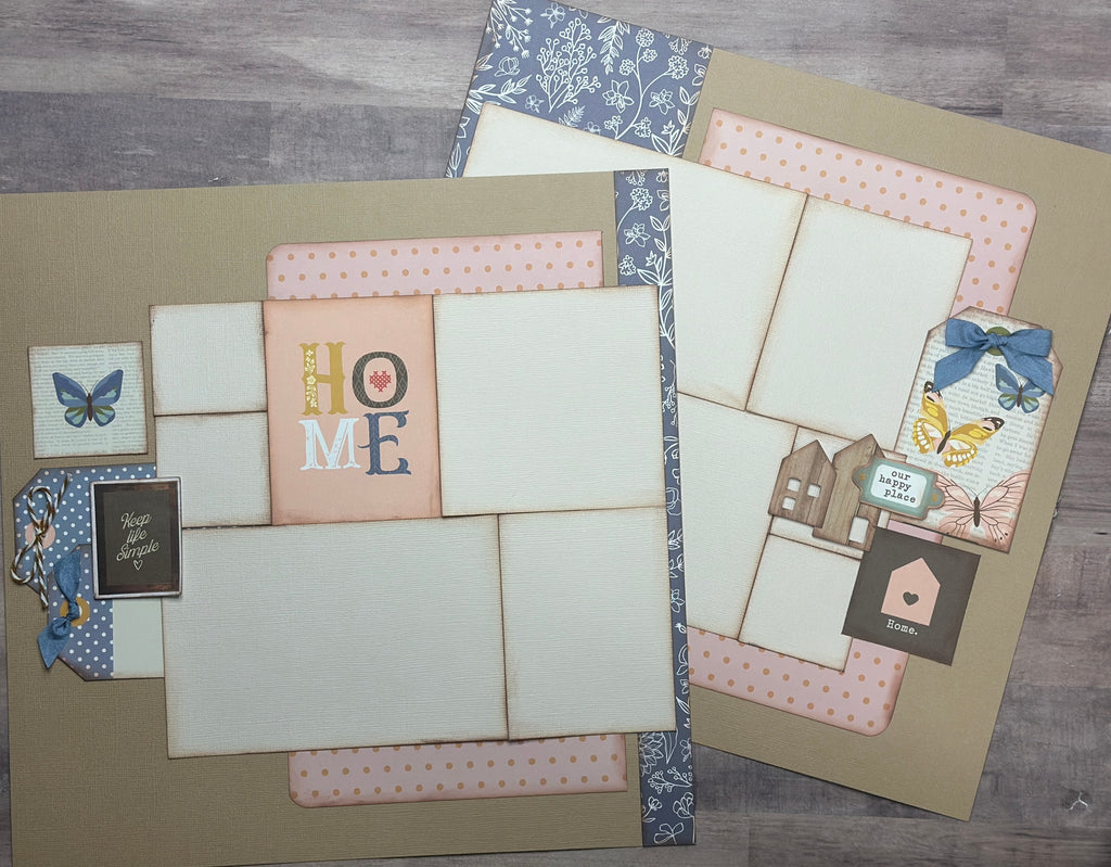 Home - Our Happy Place, Family Themed 2 Page Scrapbooking Layout Kit,Simple Stories Front Porch