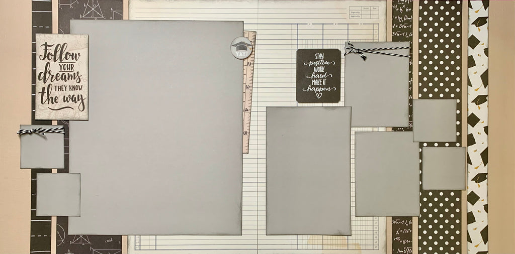 Follow Your Dreams They Know The Way, Graduation Themed 2 page scrapbooking kit, DIY scrapbooking kit