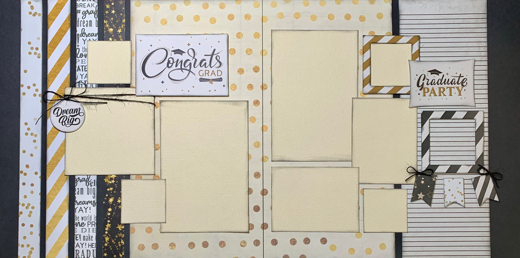 Congrats Grad - Graduate Party, Graduation Themed 2 page scrapbooking kit, DIY scrapbooking kit