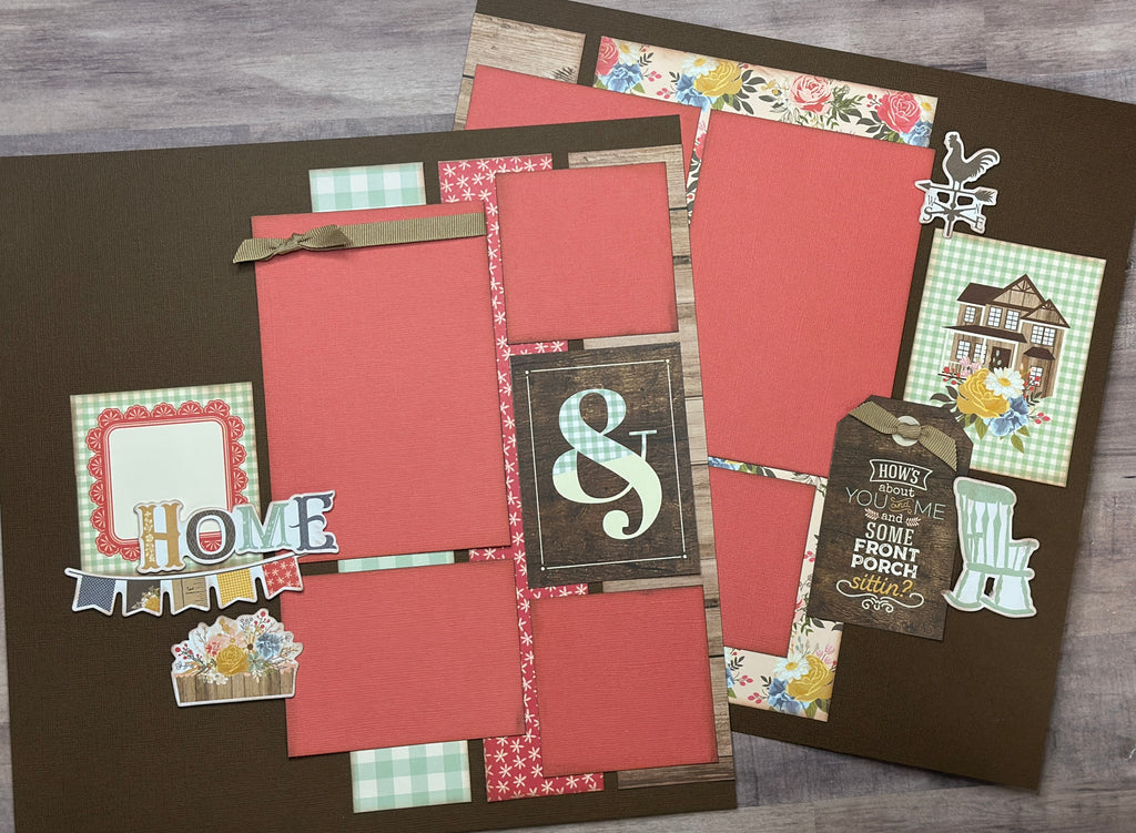Home - Porch Sittin' - Family Themed 2 Page Scrapbooking Layout Kit,Simple Stories Front Porch