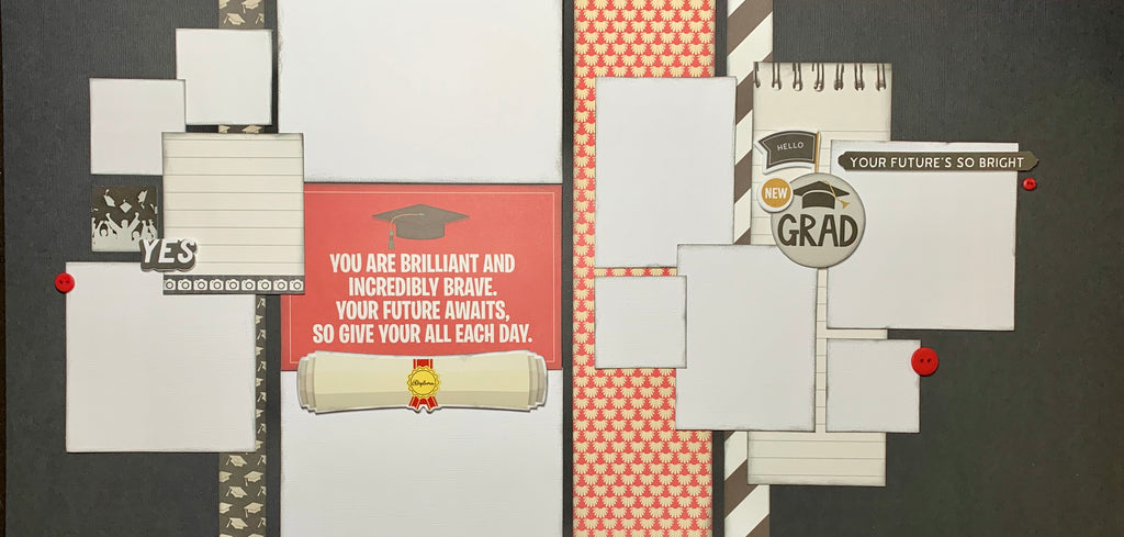 You Are Brilliant And Incredibly Brave..., Graduation Themed 2 page scrapbooking kit, DIY scrapbooking kit