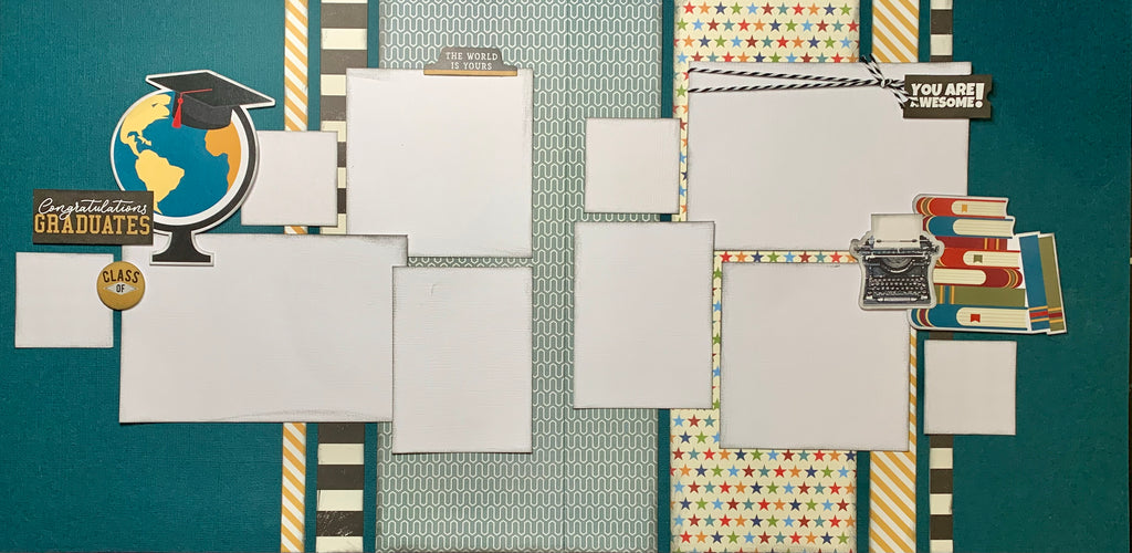 Congratulations Graduates, Graduation Themed 2 page scrapbooking kit, DIY scrapbooking kit