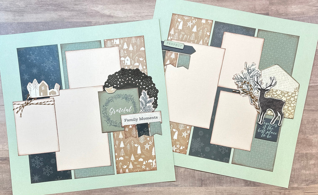 Grateful - Family Moments, Christmas themed 2 Page DIY Scrapbooking Kit, Vicki Boutin Peppermint Kisses