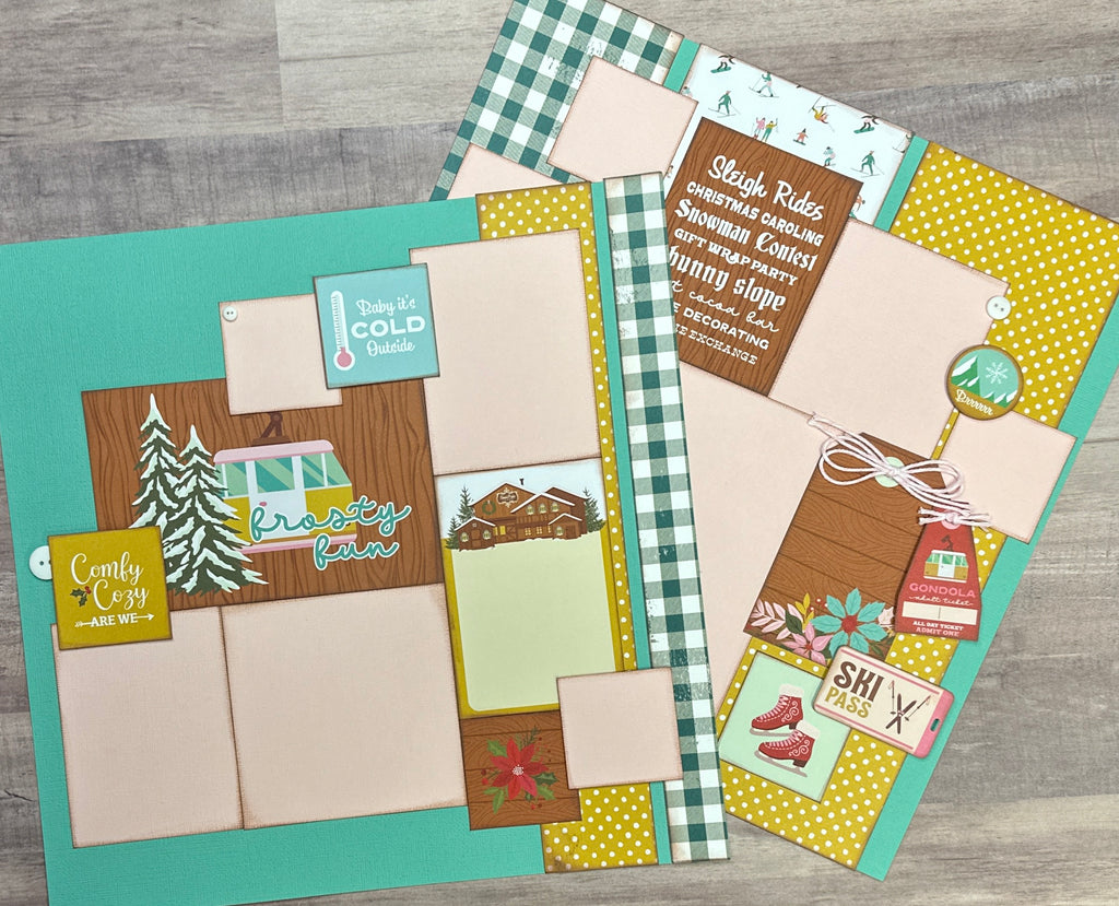 Comfy And Cozy Are We, WinterThemed  2 Page Scrapbooking Layout Kit, winter diy craft kit, Simple Stories Snow Pine Lodge