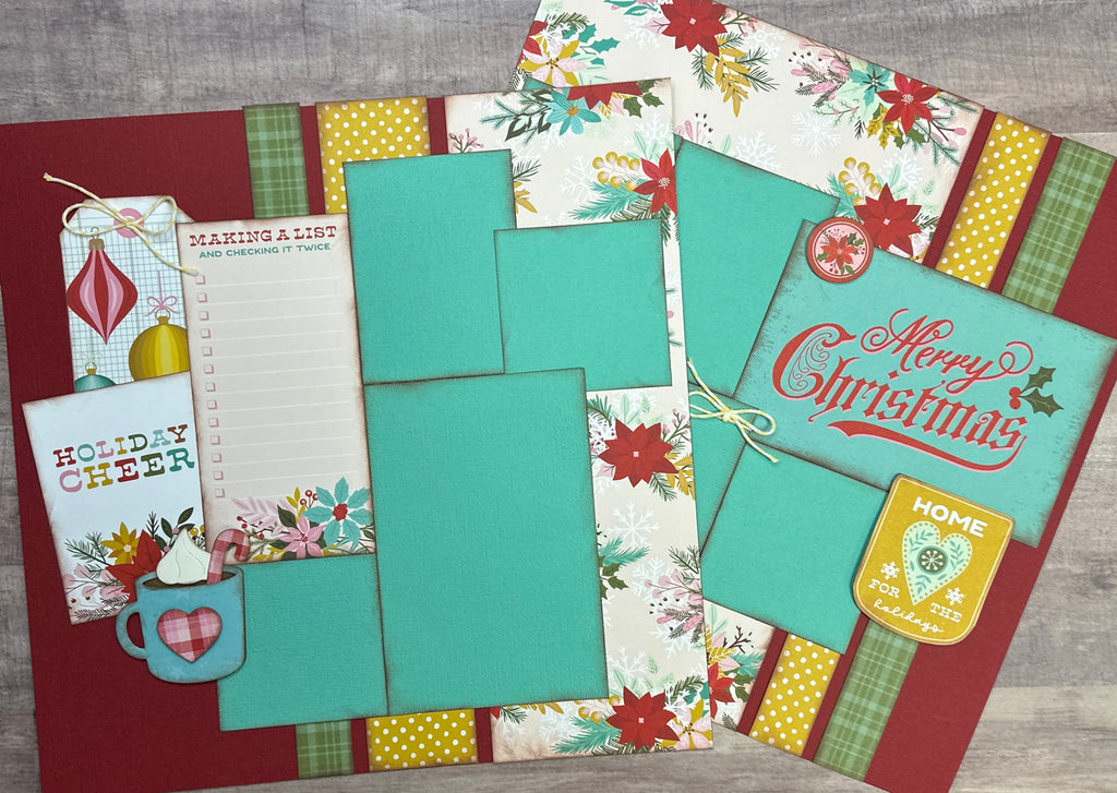 Holiday Cheer, Winter/Christmas Themed  2 Page Scrapbooking Layout Kit, winter diy craft kit, Simple Stories Snow Pine Lodge