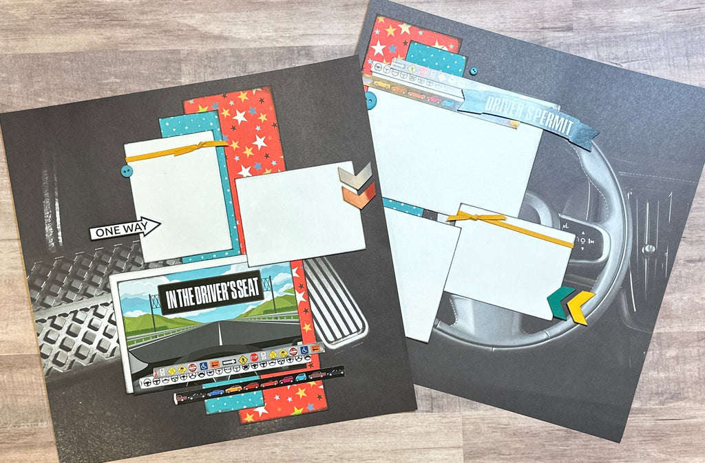 Driver's Permit - In The Driver's Seat, Driving Themed DIY Scrapbooking Kit, 2 page Scrapbooking Layout Kit