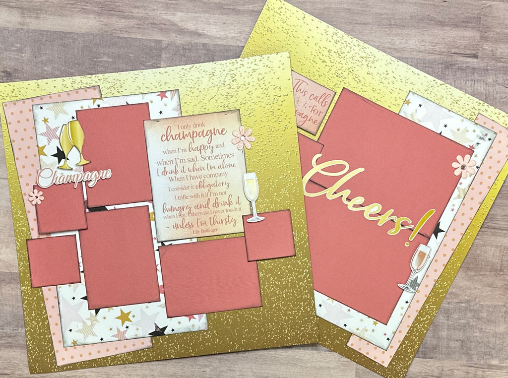 This Calls For Champagne, New Years Eve Theme DIY 2 page Scrapbooking Layout Kit, DIY Scrapbook Kit, New Year Champagne