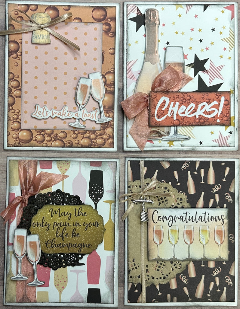 May The Only Pain In Your Life Be Champagne, Champagne / General themed Card Kit- 4 pack DIY, encouragement cards,  congratulations card kit