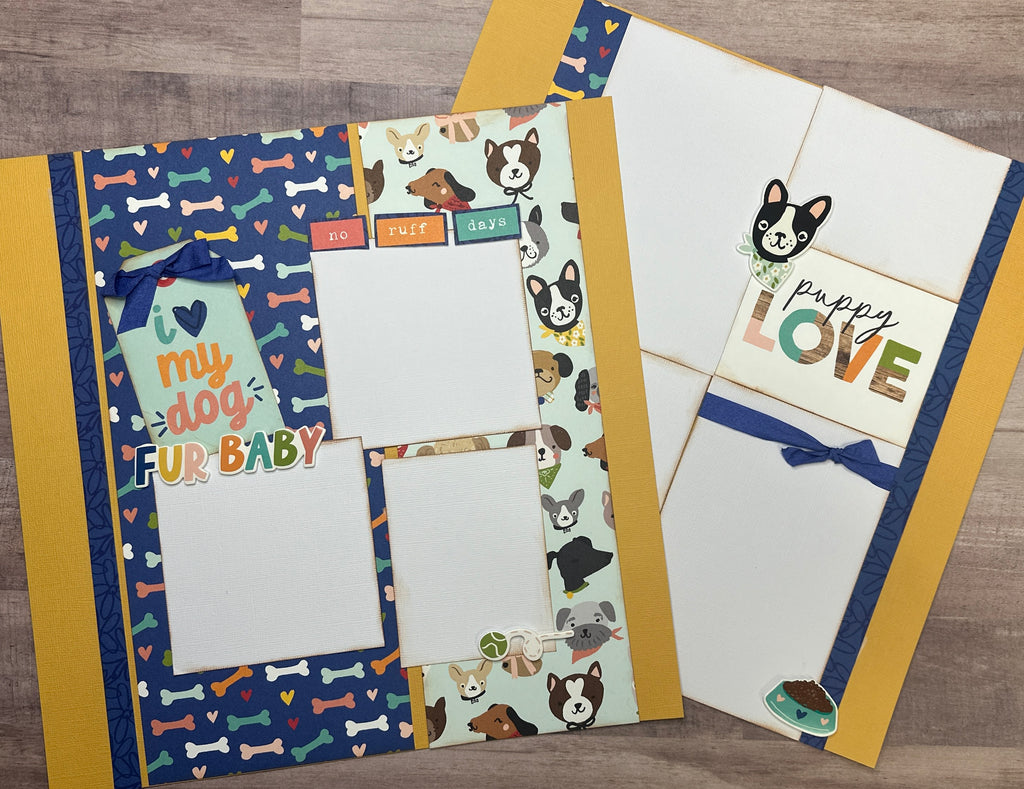Puppy Love - I Love My Dog, Dog Themed DIY Scrapbooking 2 Page Scrapbooking Layout Kit, Dog diy craft