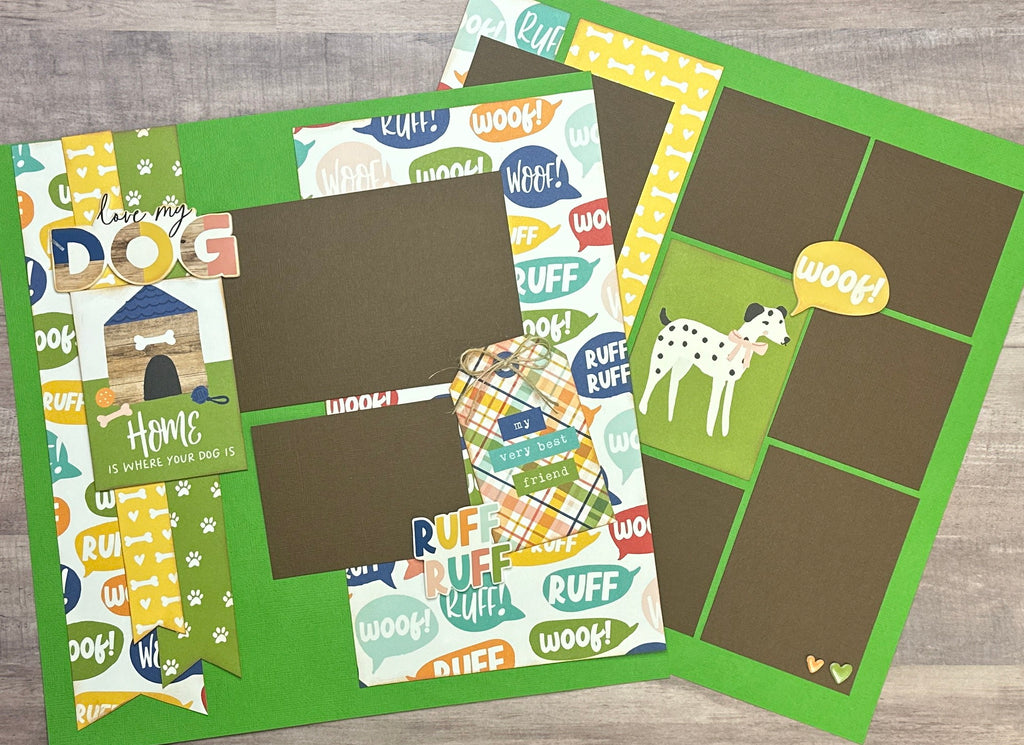 Home Is Where Your Dog Is, Dog Themed DIY Scrapbooking 2 Page Scrapbooking Layout Kit, Dog diy craft