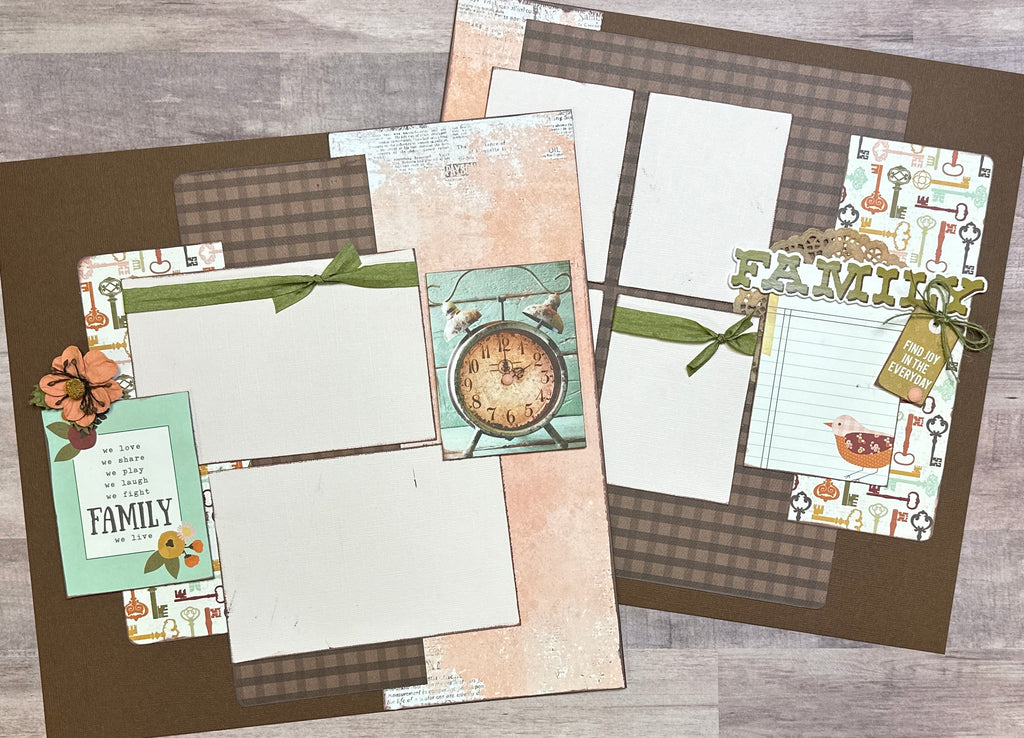 We Love - We Share - We Play - We Laugh, Family Themed 2 page DIY Scrapbooking Layout Kit Page Kit, DIY Family Craft