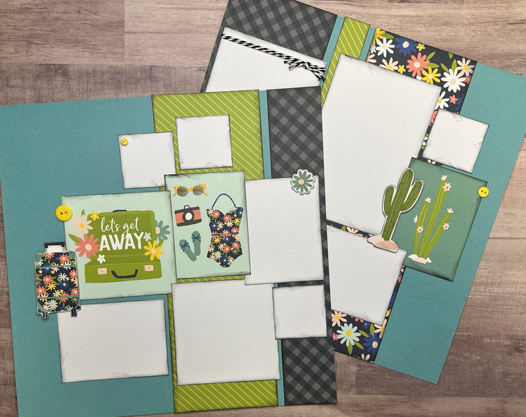 Let's Get Away - Pack Your Bags, Travel themed 2 page DIY scrapbooking layout Kit, Pack Your Bags Simple Stories